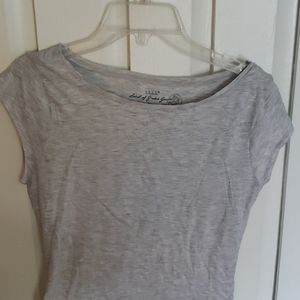 H&M LOGG line Cap sleeved tight fit grey t shirt